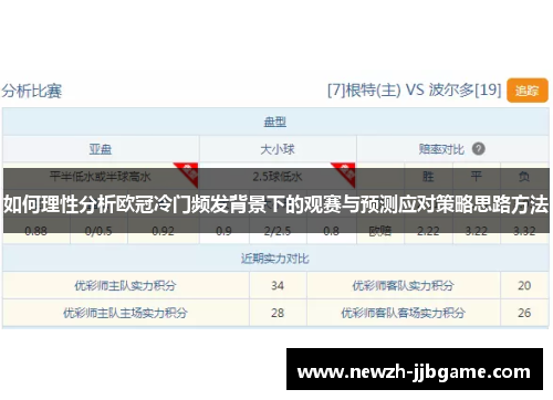 如何理性分析欧冠冷门频发背景下的观赛与预测应对策略思路方法